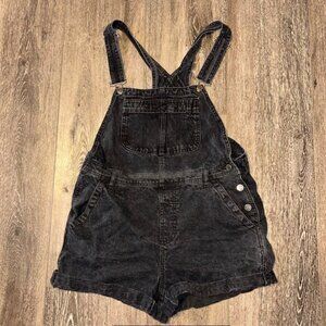 Topshop Moto Black Overalls Shortalls Sleeveless Pockets Buttons Size 12